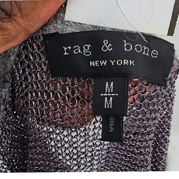 Rag & Bone Blaze Crewneck Metallic Mesh Mohair Sweater Heather Grey Size M - Picture 5 of 7